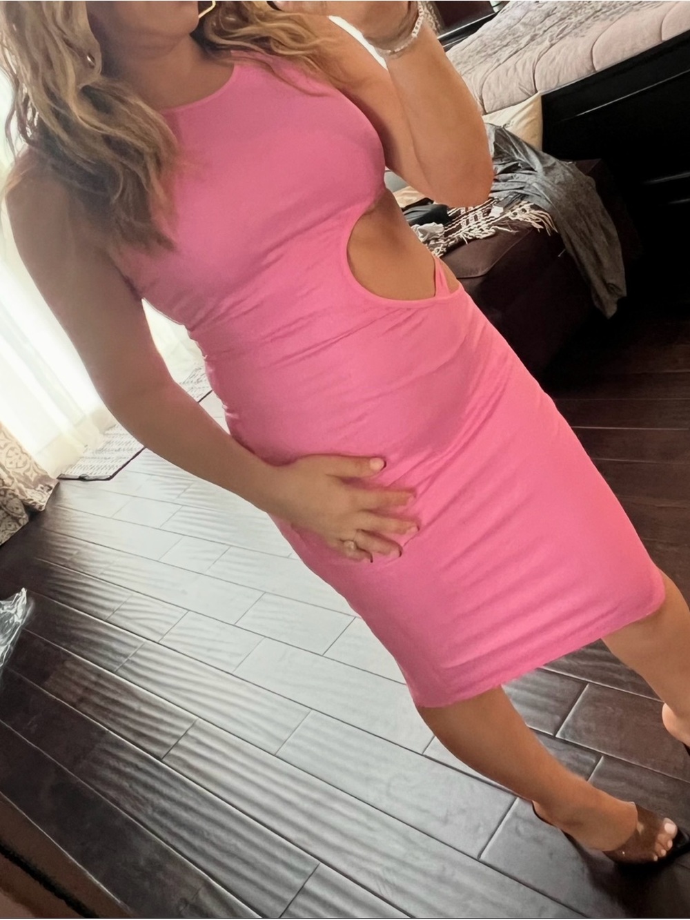 superdown Hot Pink Cutout Midi Dress
